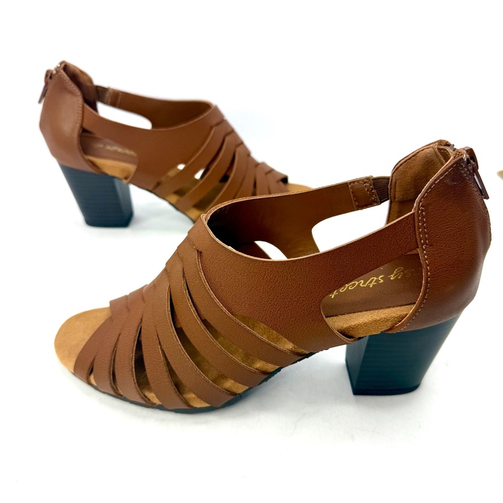Easy Street Women's Vanni Block Heel Sandals Cognac Size 7.5M NWT/BOX - Picture 5 of 8